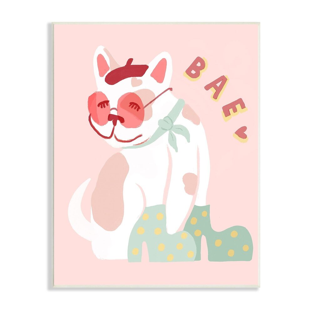 1687 Bae Heart Sentiment Parisian French Bulldog Beret Hat, Design